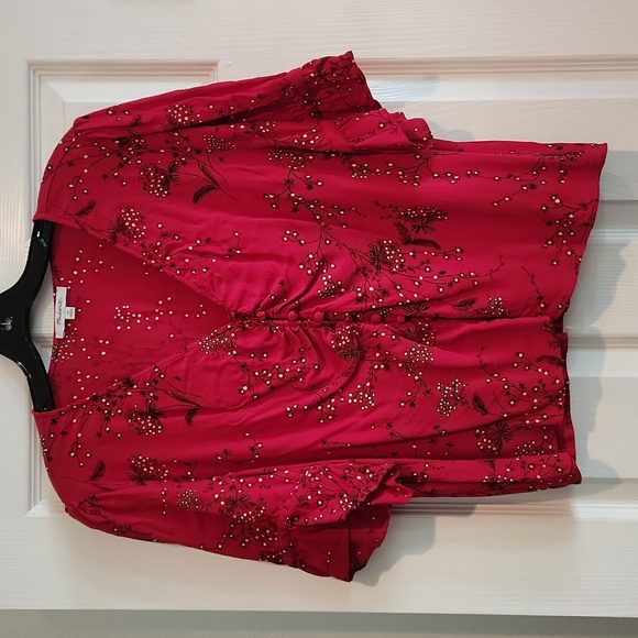 Madewell Tops - Madewell Plus size 20 Daylight Top in Windswept Americana Floral Cranberry EUC